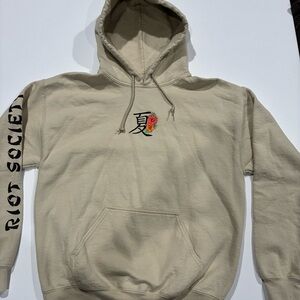 Riot Society Beige Hoodie with Floral Detail